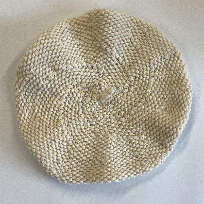 Knitted Cream Beret by SGB