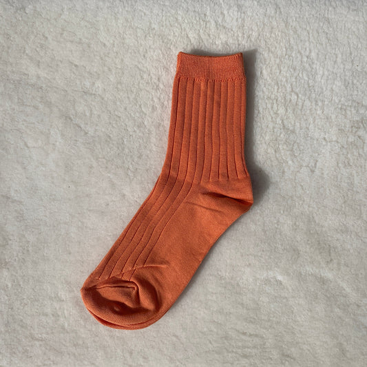 her socks in tangerine by le bon shoppe