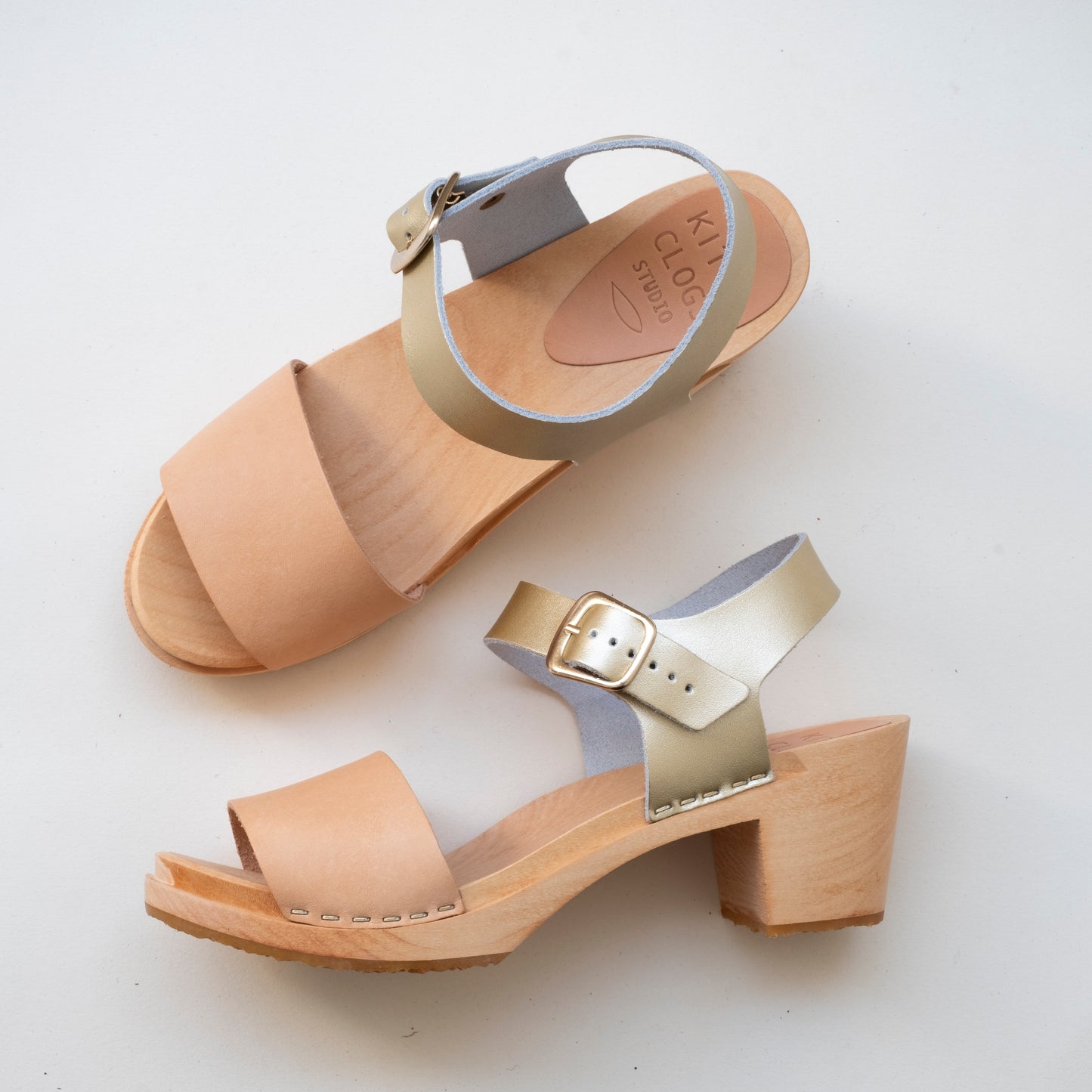 Natural + Champagne Two-Tone Mid Etta Clog