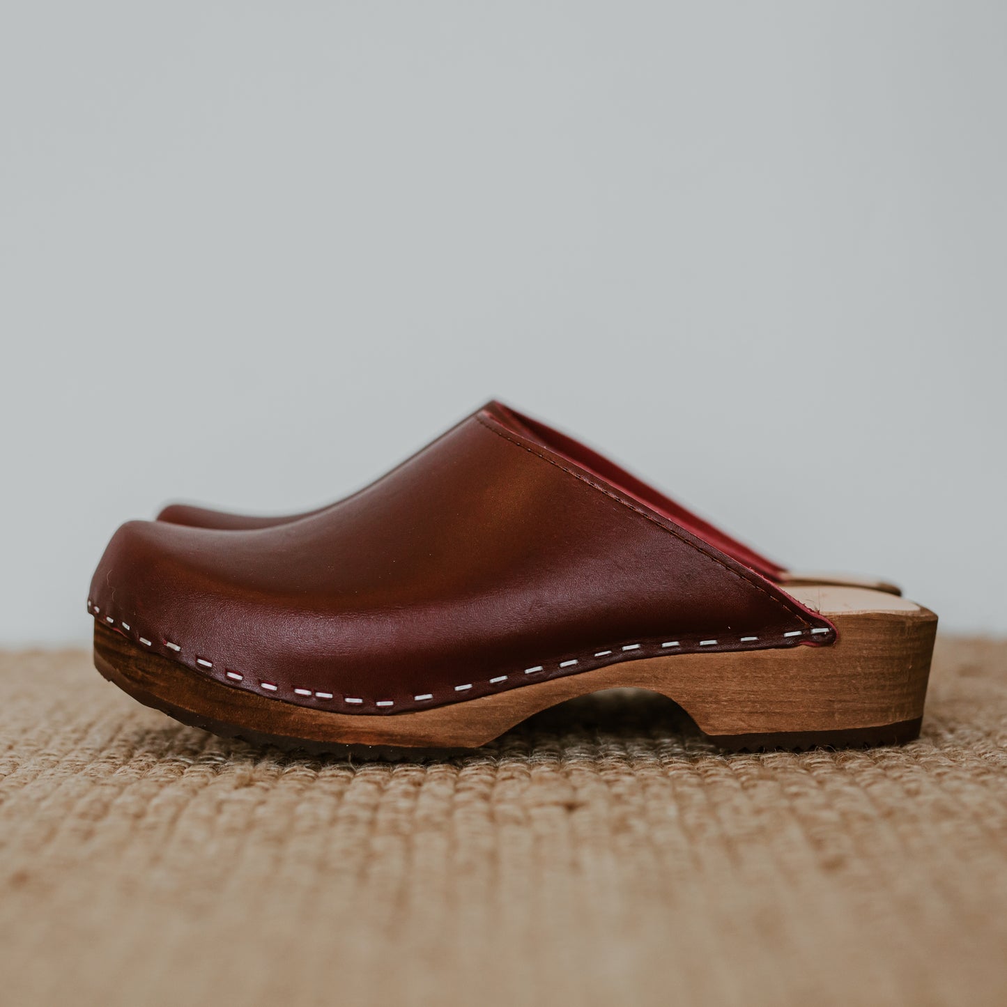 garnet oxblood classic style swedish clog